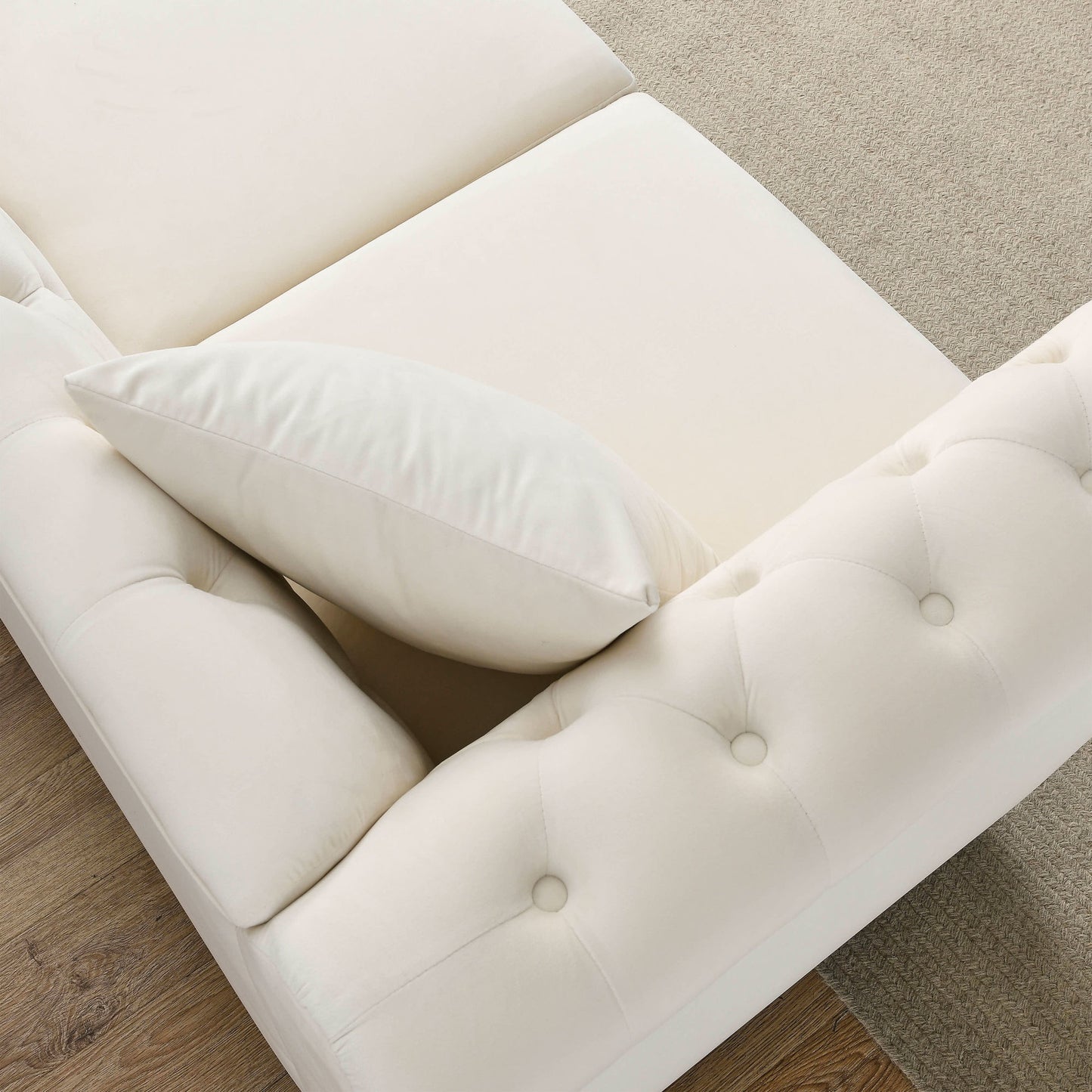 3-seater + 3-seater combination sofa, beige velvet
