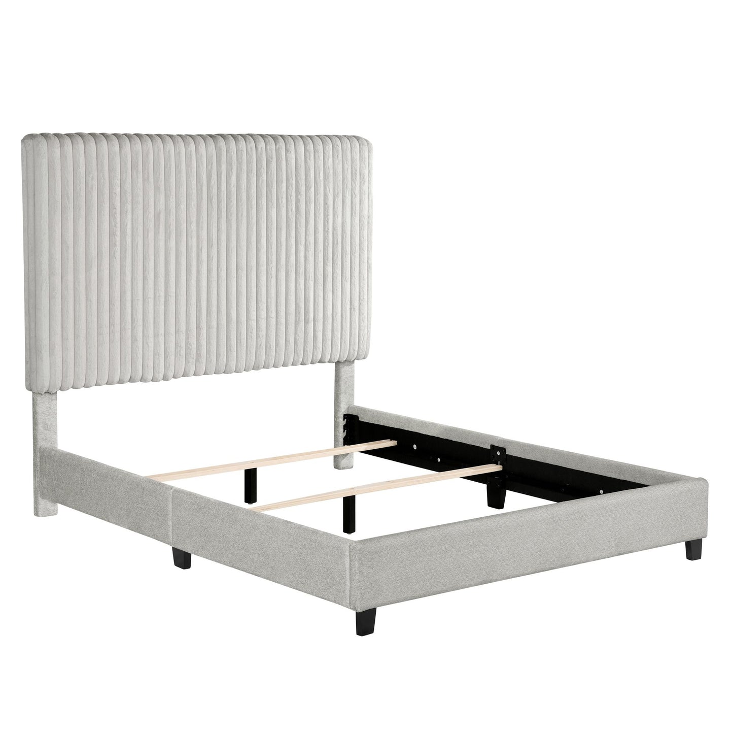 bridgevine home queen size minky stone upholstered platform bed