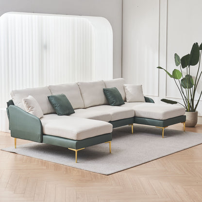 Holly Comfy Sectional, Cyan+white