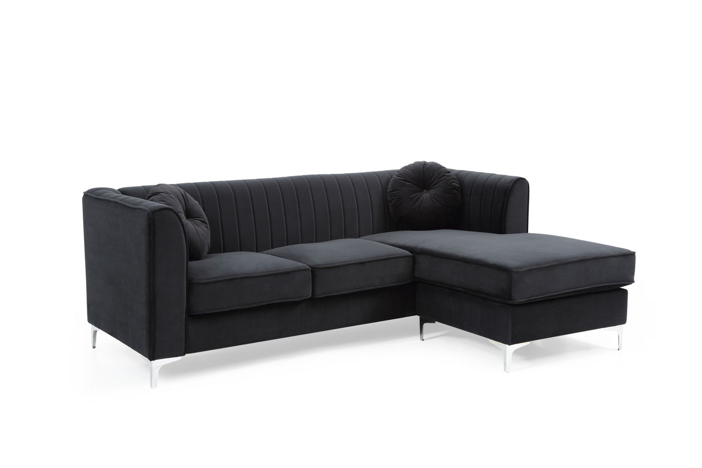 delray sofa chaise set, black