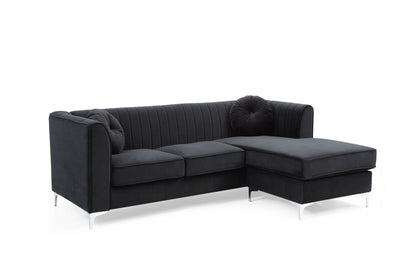 Delray Sofa Chaise Set, Black