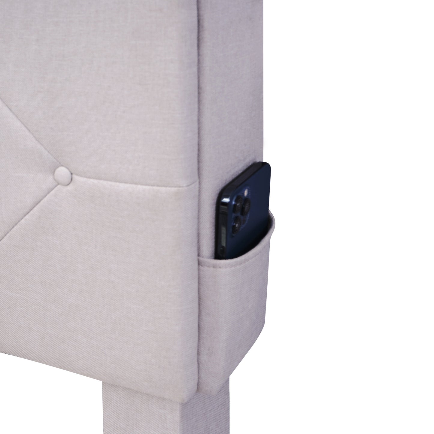 upholstered bed with storage headboard, led, usb charging and 2 drawers