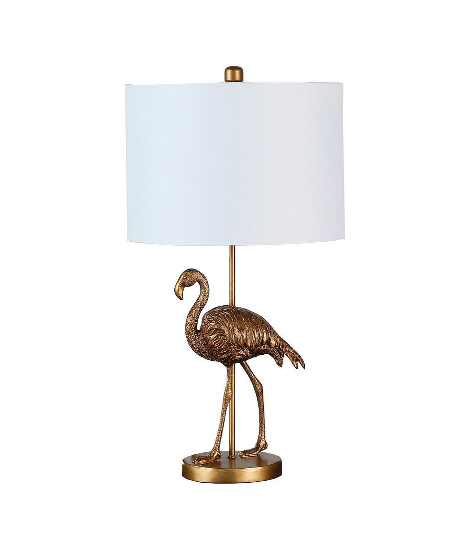 26" matte gold flamingo resin table lamp