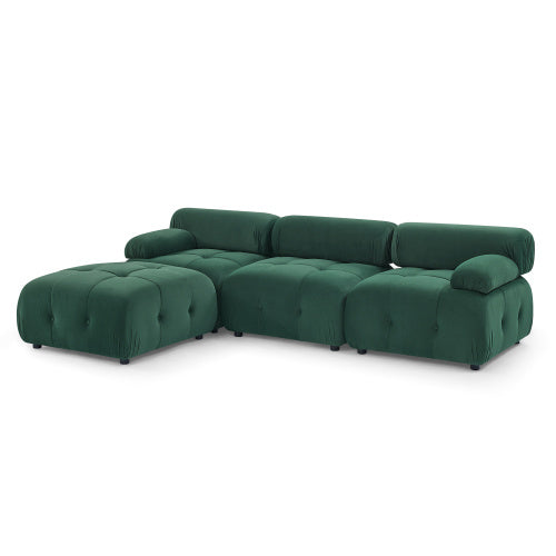 button tufted modular sectional sofa, navy velvet