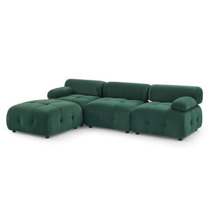 Button Tufted Modular Sectional Sofa, Navy Velvet