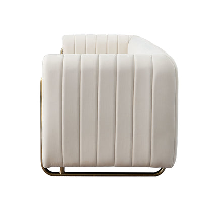 Zara Velvet Sofa Couch, Beige