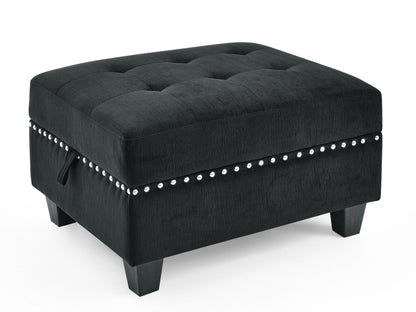 Rene U shape Modular Sectional Sofa, Black Velvet