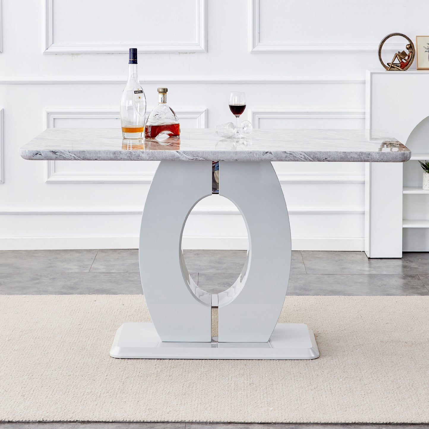 luxurious marble grain dining table, grey