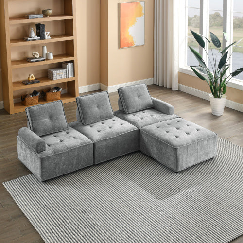 chenille l-shape modular sectional sofa