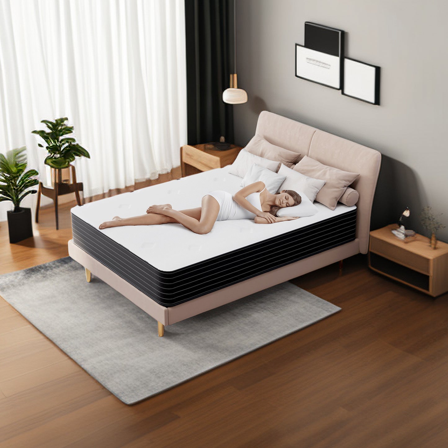 memory foam hybrid king size mattresses in a box with individual pocket spring breathable comfortable for sleep supportive and pressure relief