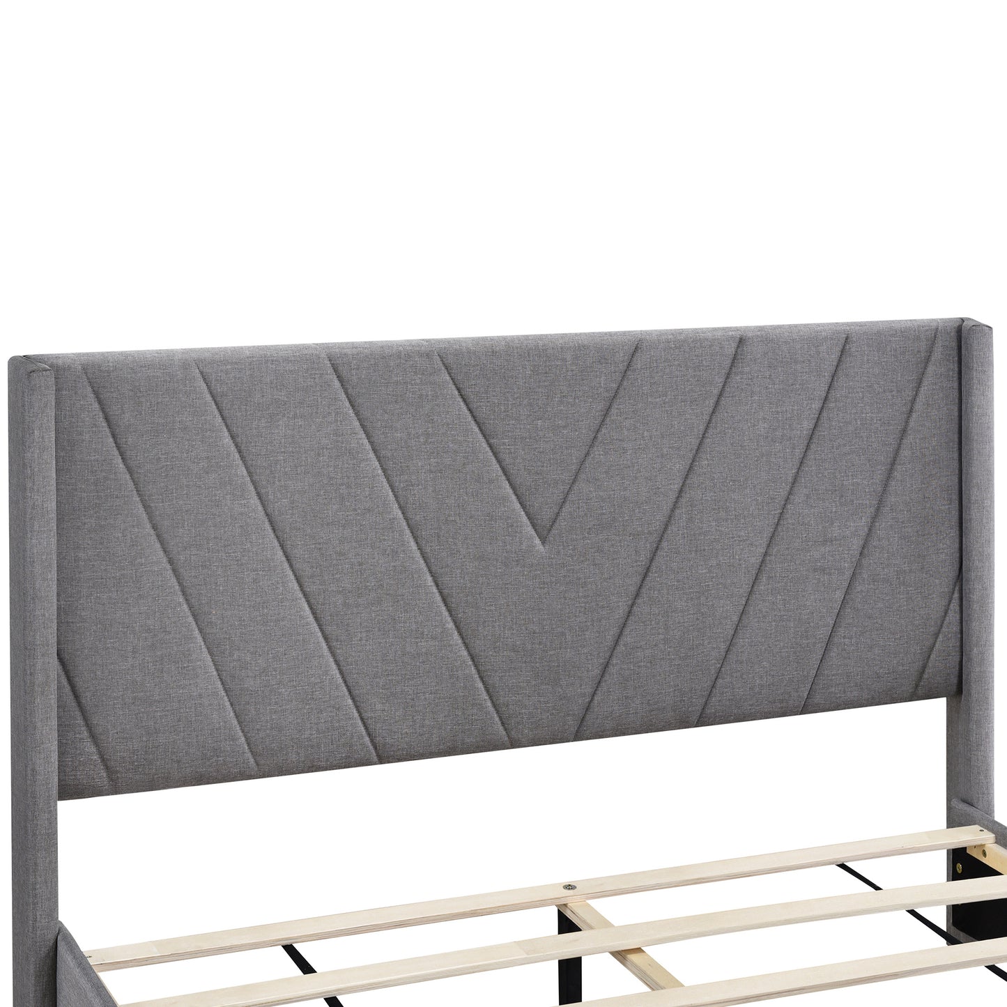 amber storage bed linen upholstered platform bed with 3 drawers (gray)