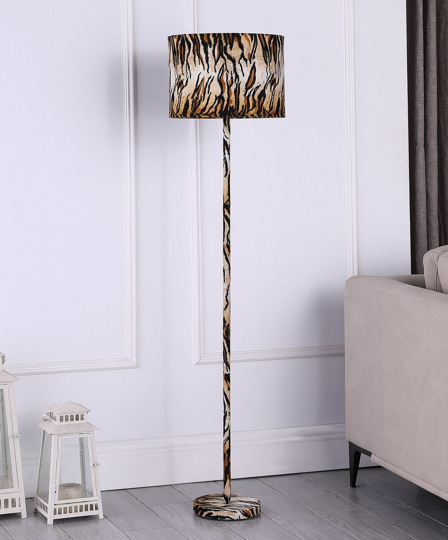 59" faux suede tiger print floor lamp