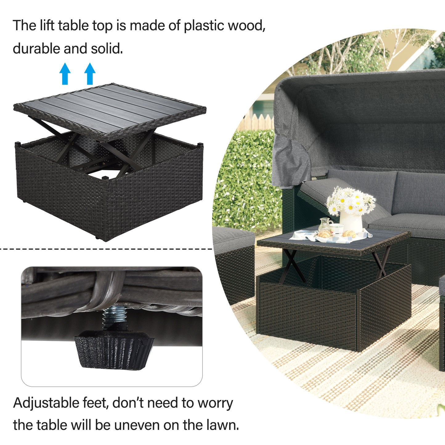 betty rectangle daybed with retractable canopy
