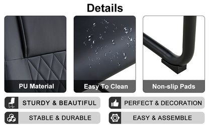 Modern Leather Chairs Set of 4, Black+PU