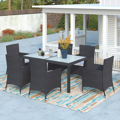 TOPMAX 7- Piece Rattan Patio Set, Black
