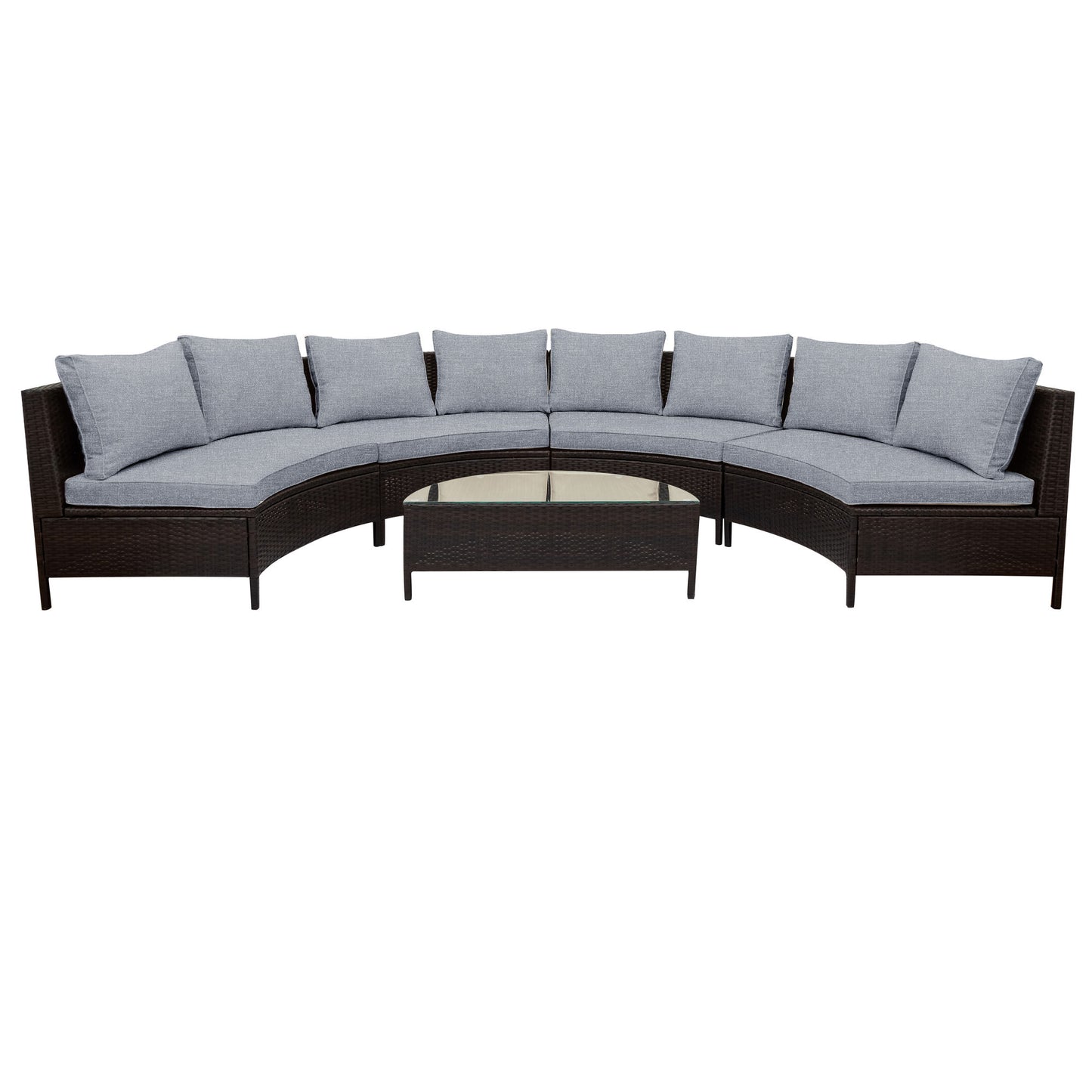 5 pieces all-weather brown pe rattan wicker sofa set