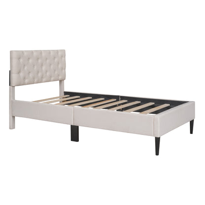Linen Upholstered Platform Bed