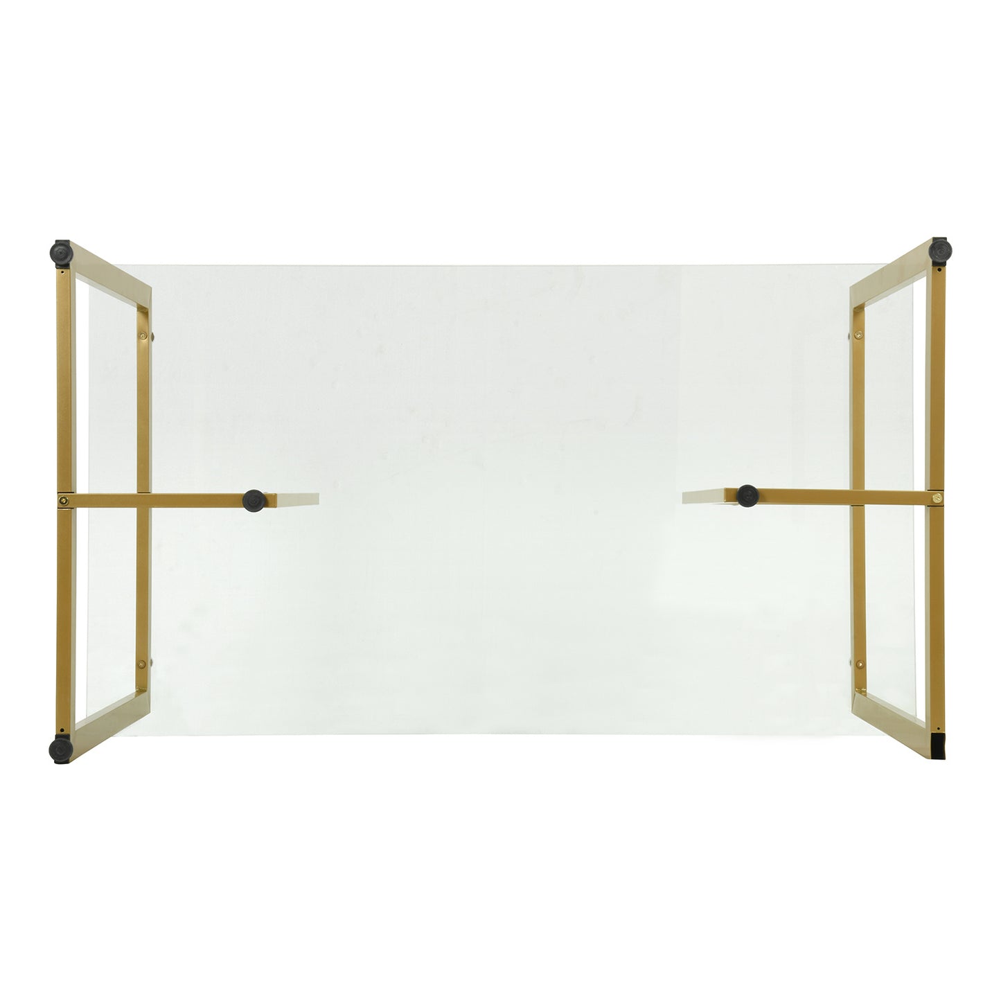 55.11'' iron dining table with tempered glass top, clear & gold