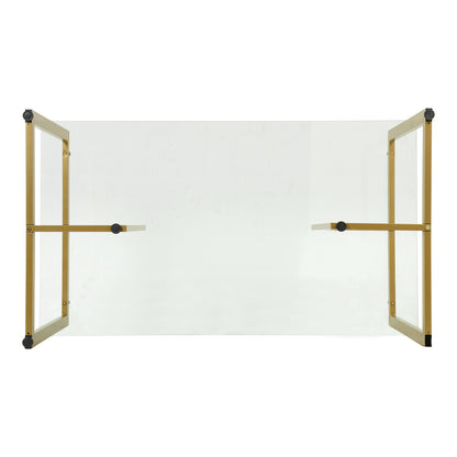55.11'' Iron Dining Table with Tempered Glass Top, Clear & Gold