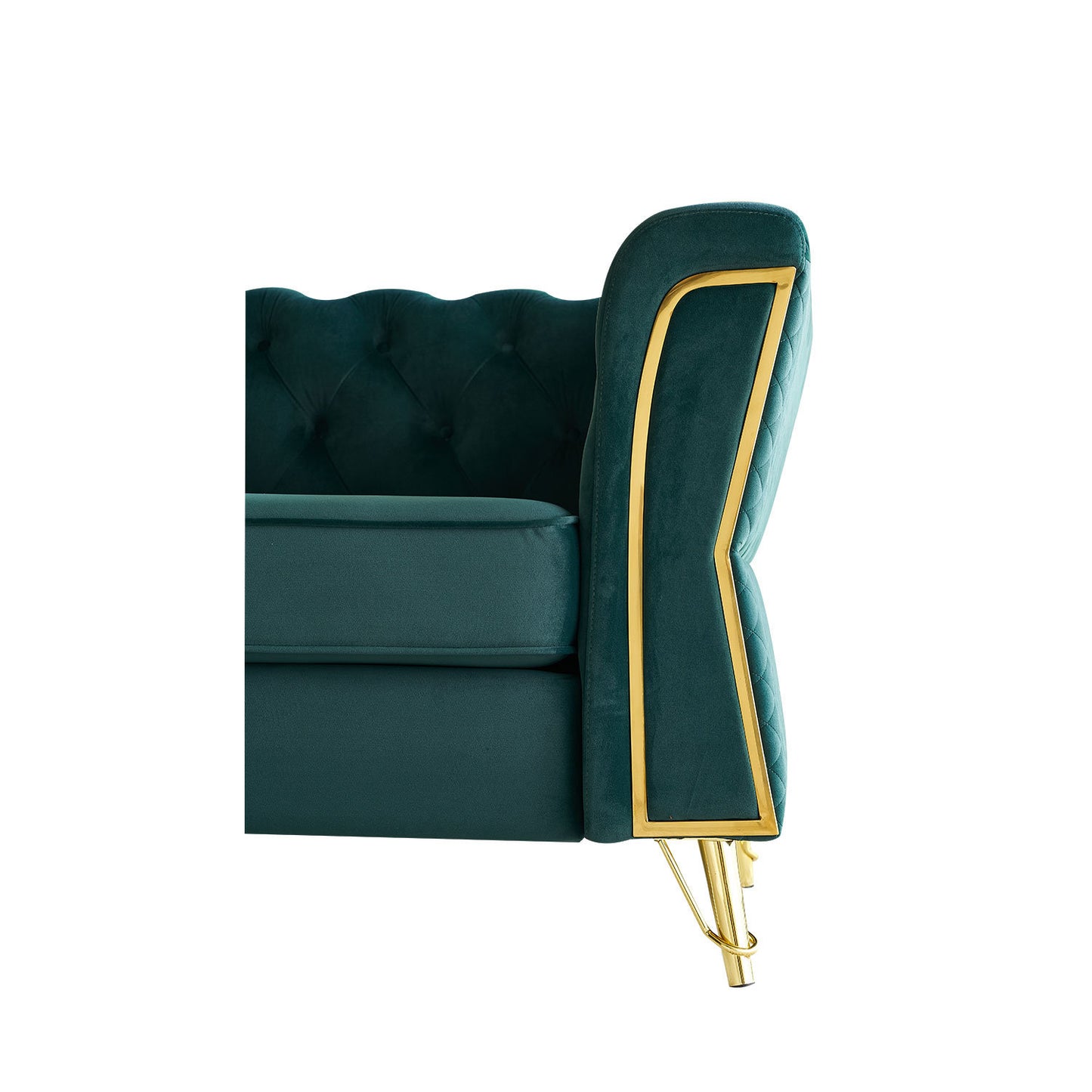 modern tufted velvet sofa, green