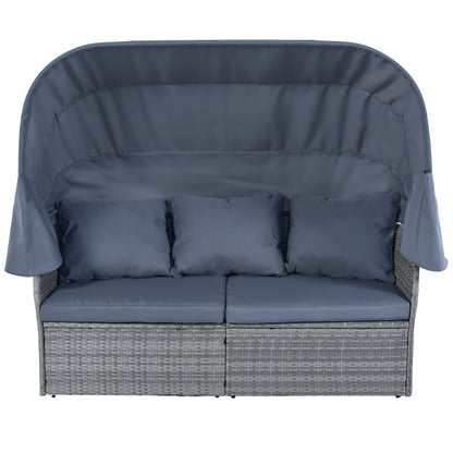 Daybed/Sunbed with Retractable Canopy Set