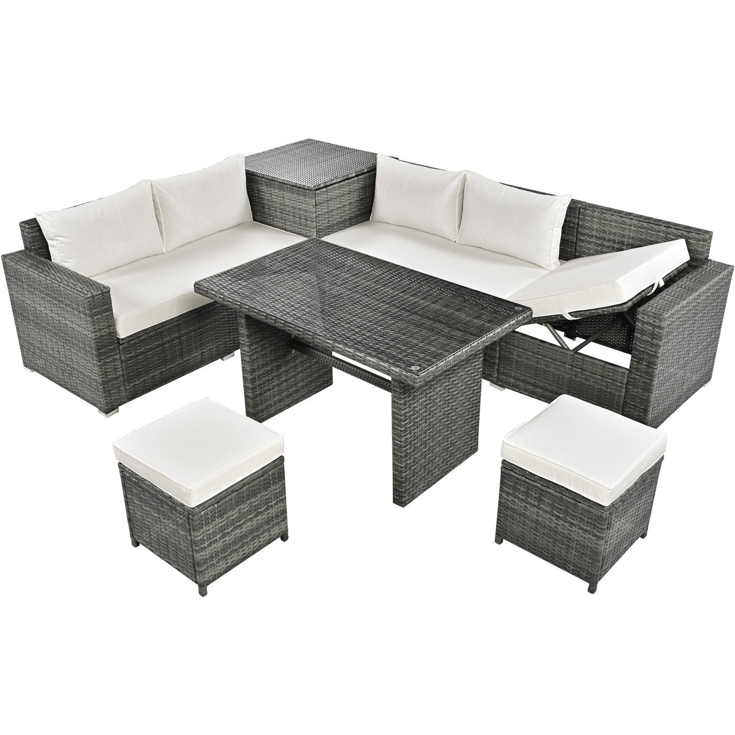 outdoor 6-piece all weather pe rattan sofa set
