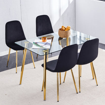 Zara Dining Chairs Set of 4, Soft Velvet Black