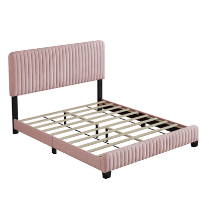 Emily Upholstered Platform Bed, Pink