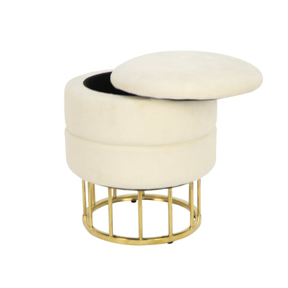 Button Tufted Round Storage Ottoman