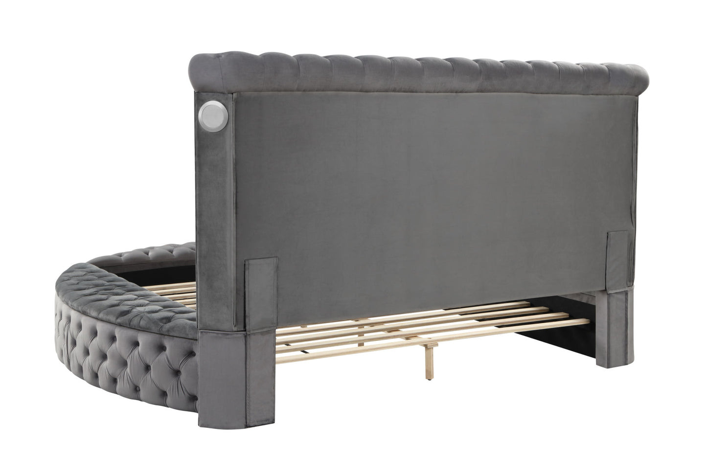 hazel queen size tufted storage bed made with wood in gray