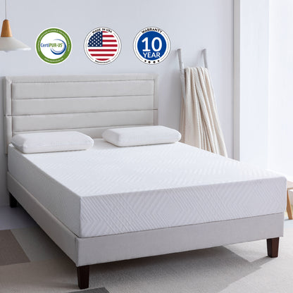 King 10 inch Gel Memory Foam Mattress for a Cool Sleep, Bed in a Box, Green Tea Infused, CertiPUR-US Certified, Made in USA