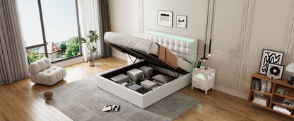 Tufted Upholstered Platform Bed with Hydraulic Storage System & PU Storage Bed with LED Lights