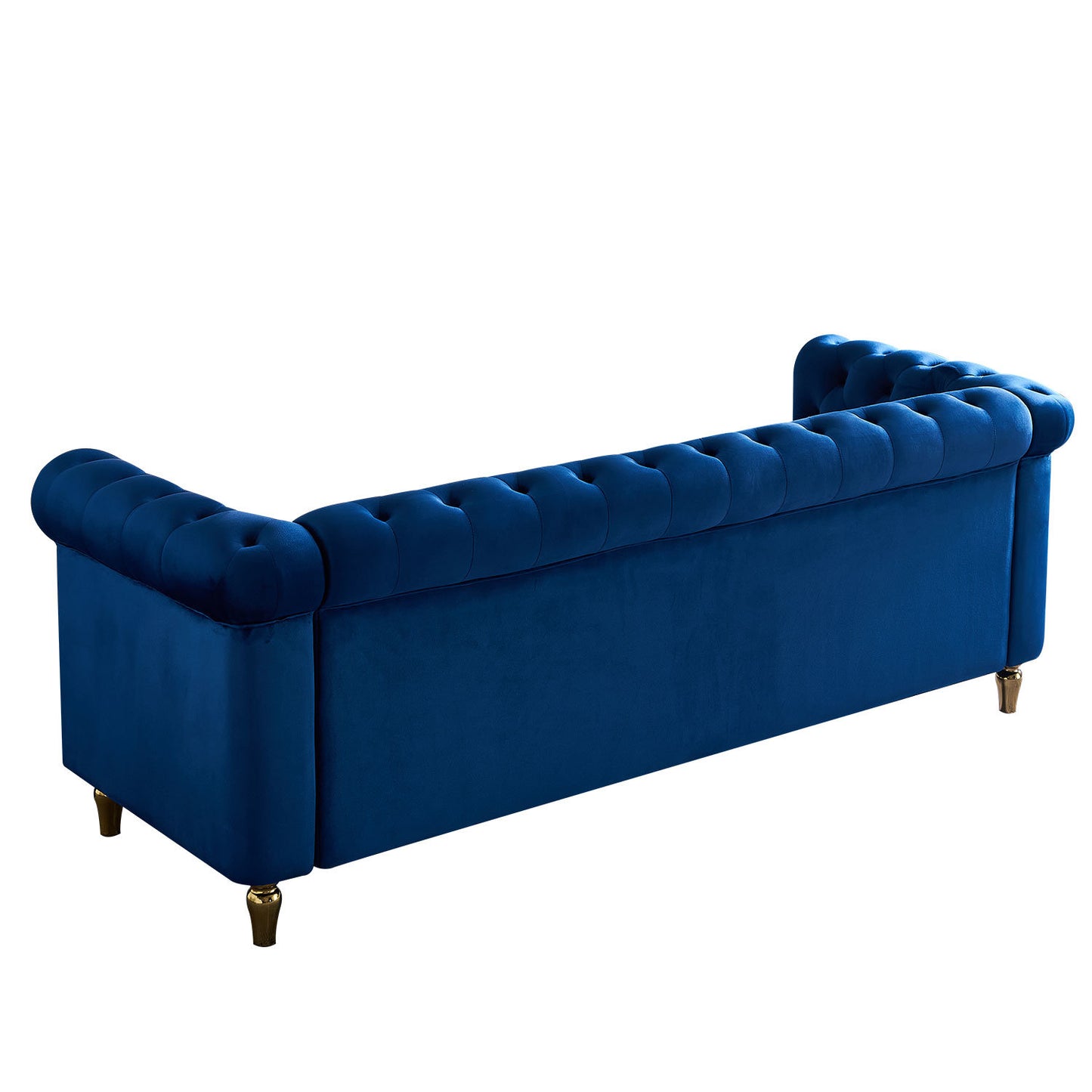 chesterfield velvet sofa, blue