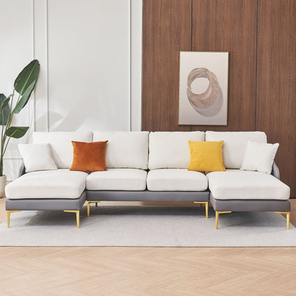 Holly Comfy Sectional, Gray+White