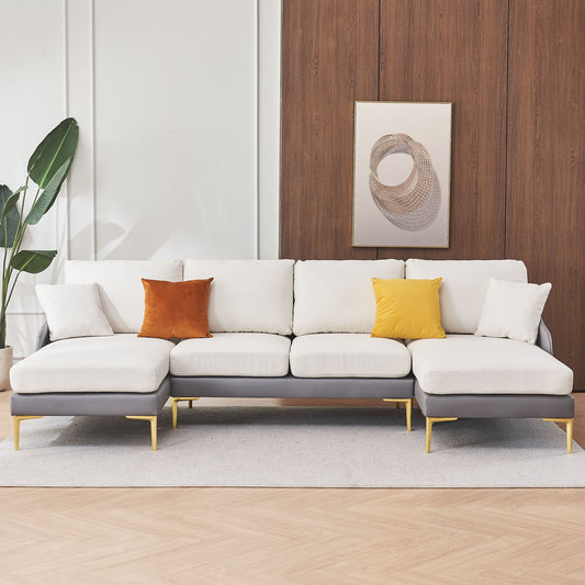 Holly Comfy Sectional, Gray+White