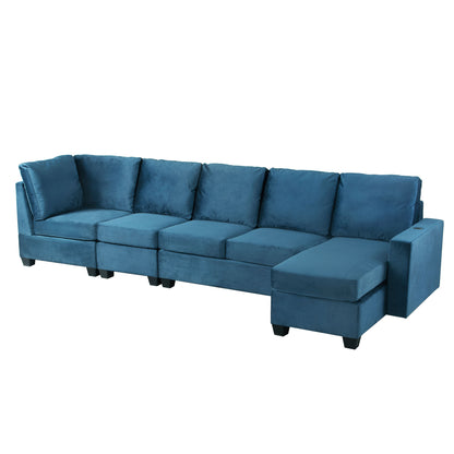 Modern L shape Sectional Sofa With USB Charging Port, Navy