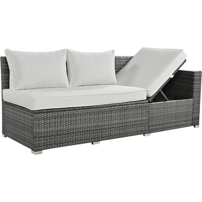 6-Piece PE Rattan Sofa Set with Adjustable Seat & Storage Box