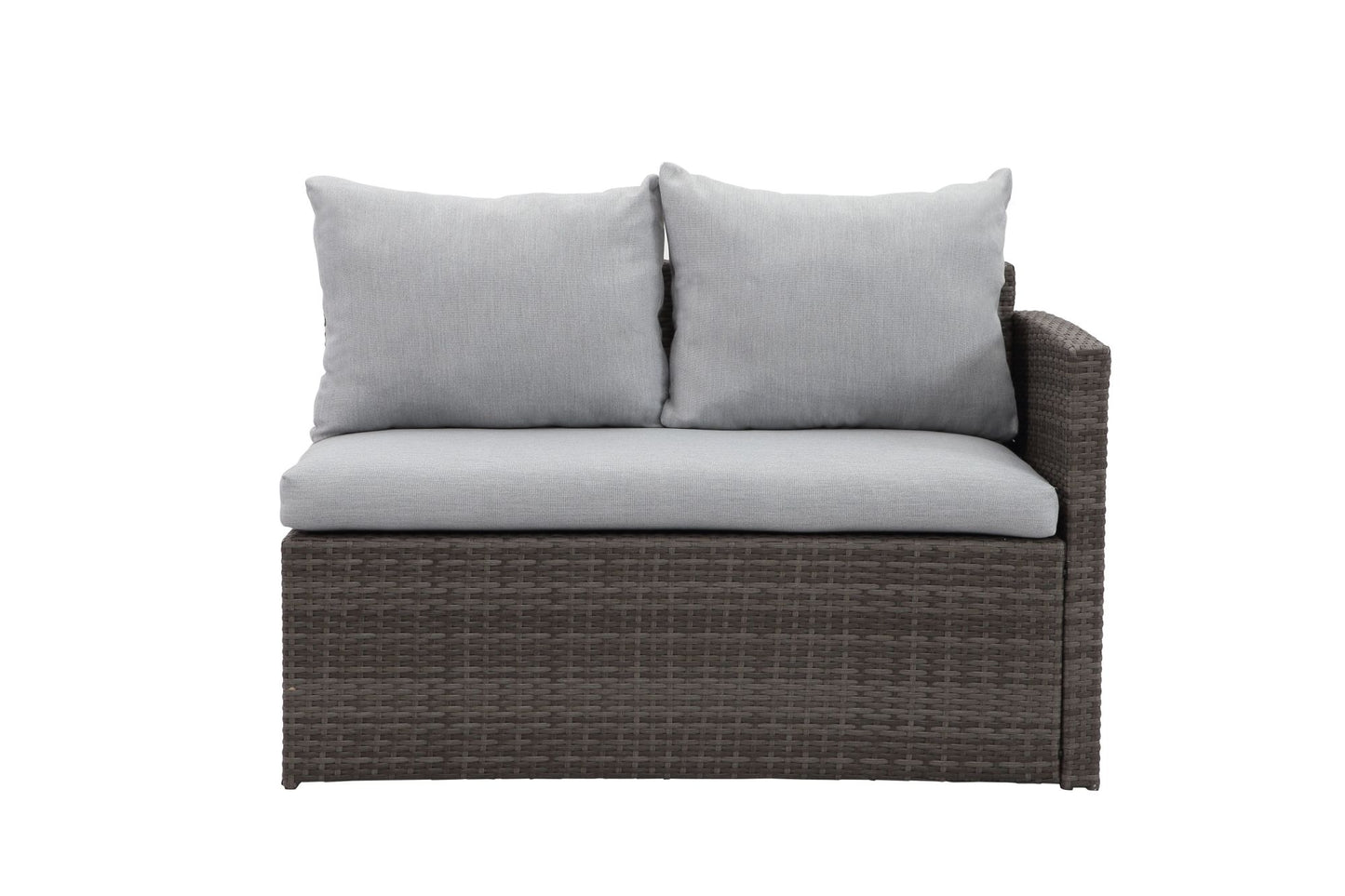 7-pieces pe rattan wicker patio dining sectional cusions sofa set with grey cushions