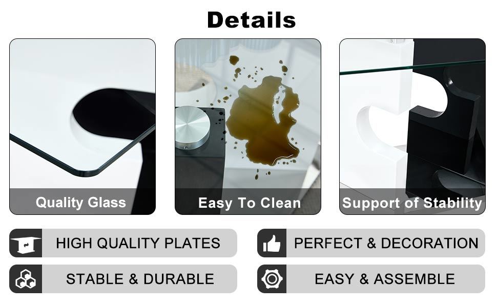 ruby 6-piece dining table set, black/white