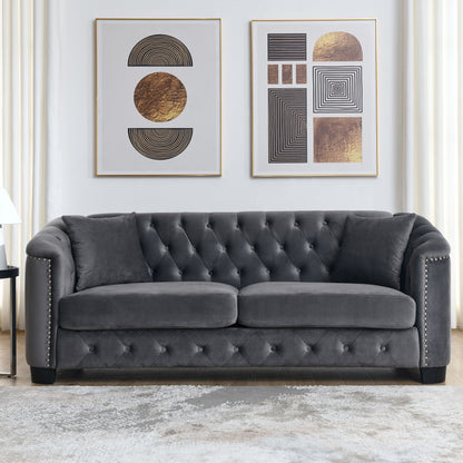 3-seater + 3-seater Combination Sofa, Velvet Grey
