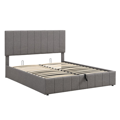 Queen size Upholstered Platform bed with a Hydraulic Storage System - Gray Queen size Upholstered Platform bed with a Hydraulic Storage System - Gray Queen size Upholstered Platform bed with a Hydrau