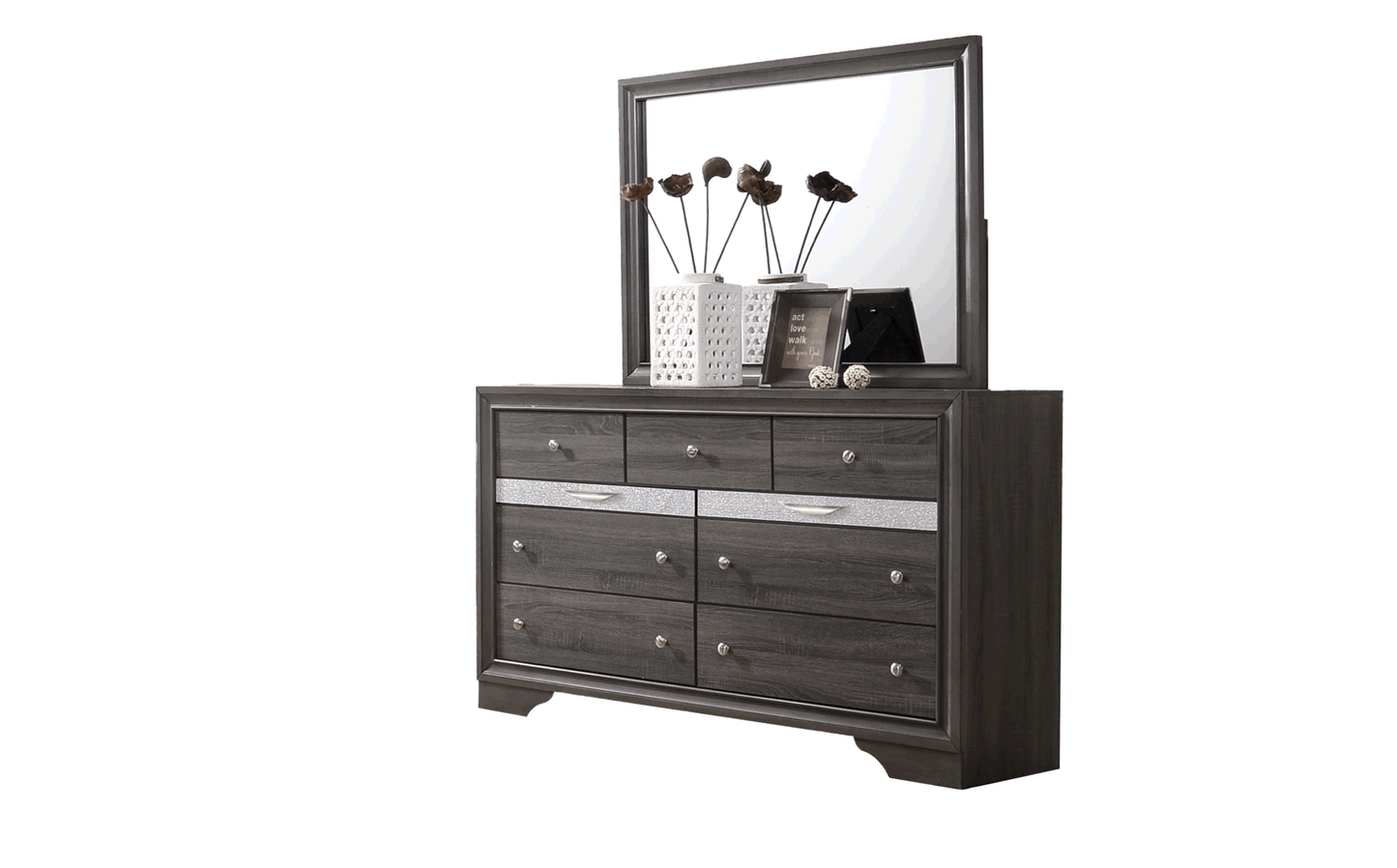 matrix traditional 7 drawer dresser made with wood in gray