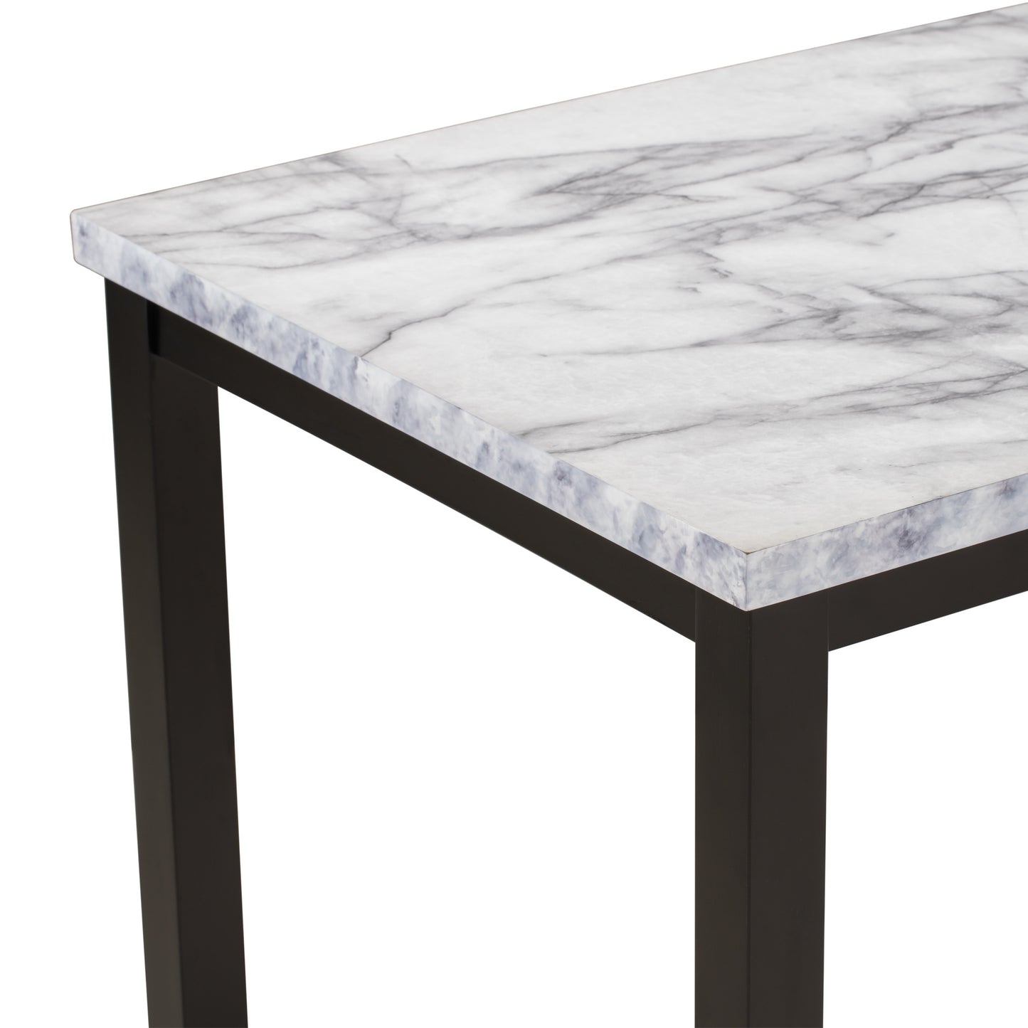 faux marble 5-piece dining table set ,white/beige+black