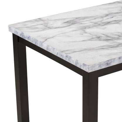 Faux Marble 5-Piece Dining Table Set ,White/Beige+Black