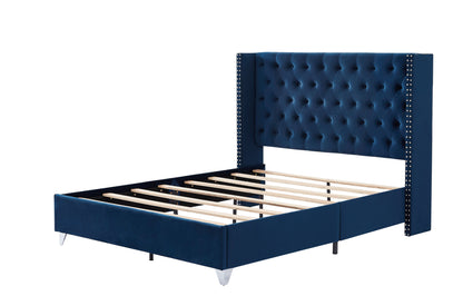 Mox Upholstered Queen bed+ metal legs with Electroplate