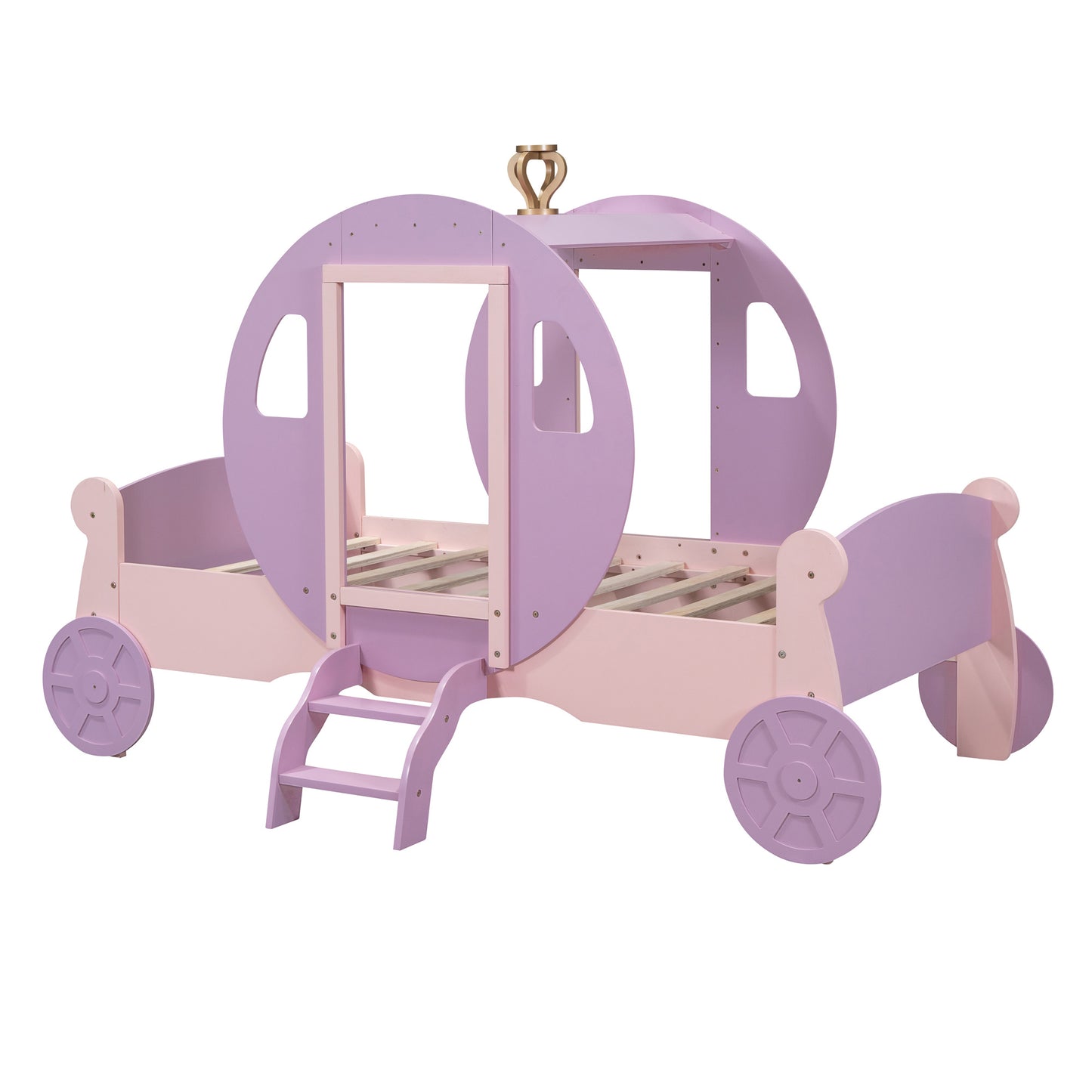 princess carriage bed with crown, purple+pink