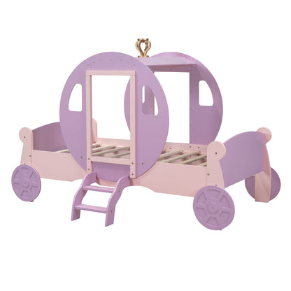 Princess Carriage Bed with Crown, Purple+Pink