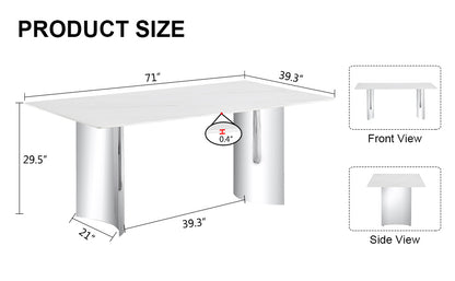 Zara Marble Dining Table, Silver
