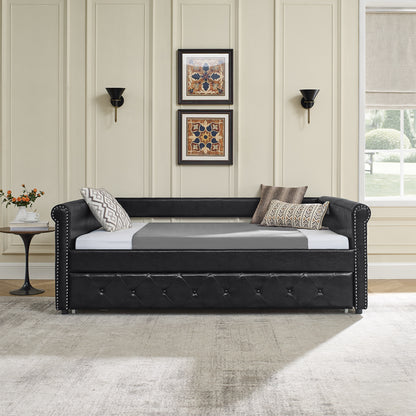Upholstered Tufted Full Size Bed,  Black