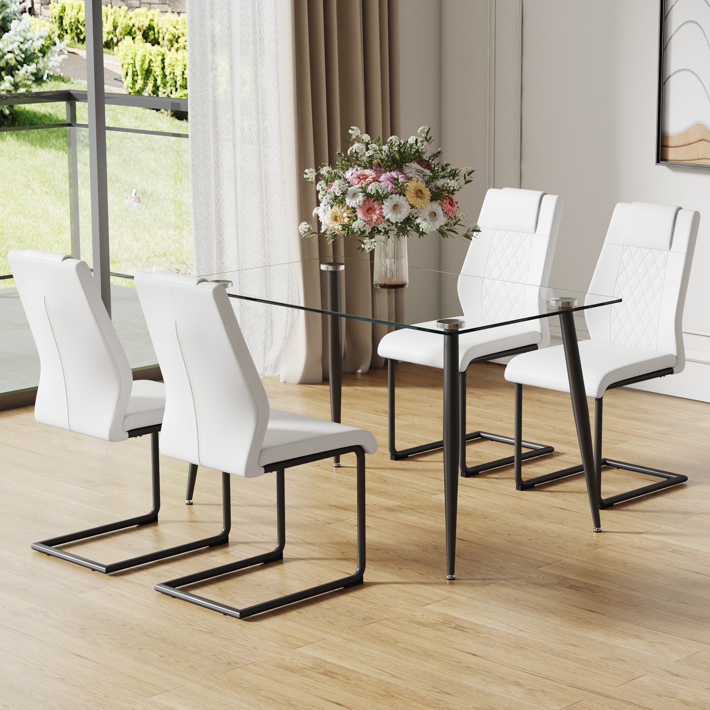 holli dining table set, white